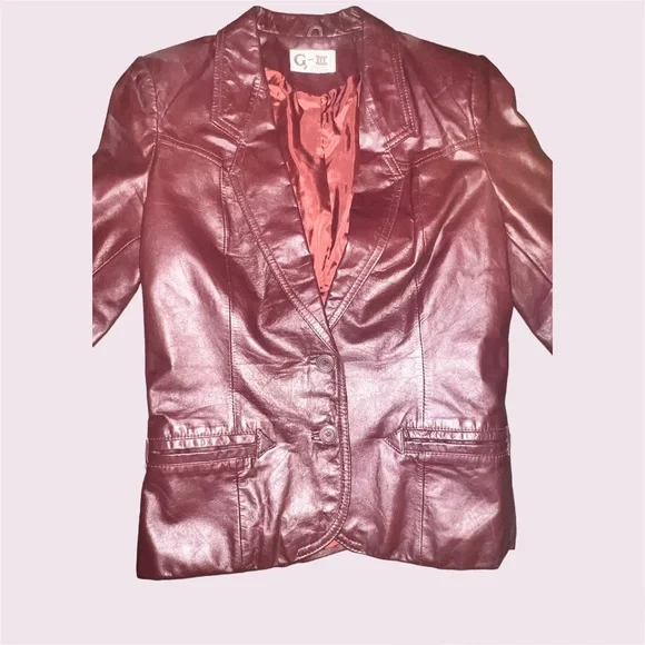 Gorgeous sleek Genuine maroon/brown leather jacket - Picture 2 of 4